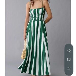 COPY - ISO - American Eagle Outfitters Green and White Sleeveless Maxi Dress